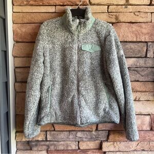 Gerry gray green trim fleece full zip jacket EUC women Large